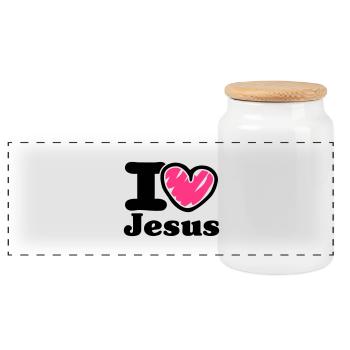 i Love Jesus_V1 - Boîte à biscuits avec couvercle en bois - blanc - Devant