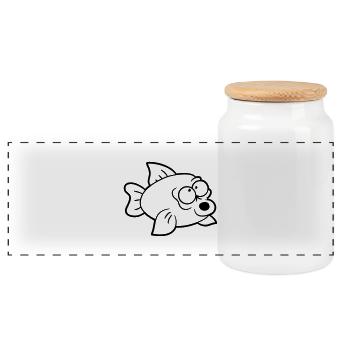 Poissons drôles - Boîte à biscuits avec couvercle en bois - blanc - Devant
