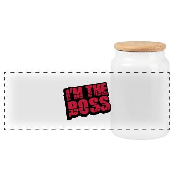Cool I´m la conception de Logo Boss - Boîte à biscuits avec couvercle en bois - blanc - Devant