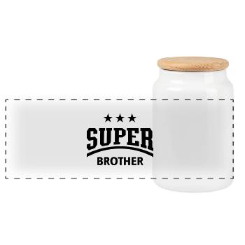 Super Brother - Panoramic Cookie Jar with Wooden Lid - white - Front
