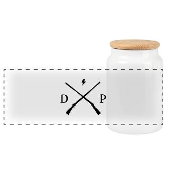 Hipster Logo - Panoramic Cookie Jar with Wooden Lid - white - Front