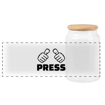 Press - Panoramic Cookie Jar with Wooden Lid - white - Front