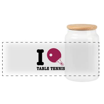 tennis de table - Boîte à biscuits avec couvercle en bois - blanc - Devant