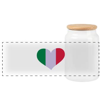 Italien Herz; Heart Italia - Panorama Keksdose mit Holzdeckel - Weiß - Vorne