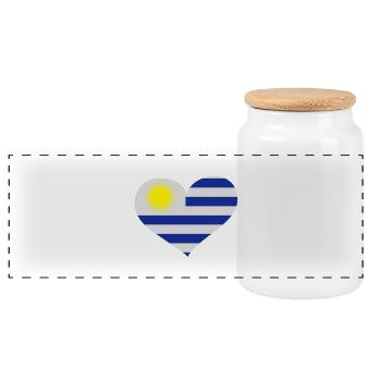 Uruguay Herz; Heart Uruguay - Panoramic Cookie Jar with Wooden Lid - white - Front