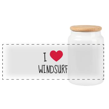 Windsurfing Windsurfen Sport Sportler Spieler - Panorama Keksdose mit Holzdeckel - Weiß - Vorne