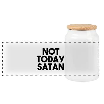NOT TODAY SATAN - Panorama Keksdose mit Holzdeckel - Weiß - Vorne