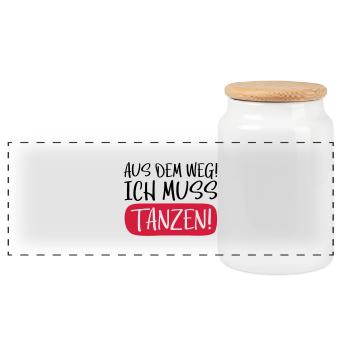 tanzen aus dem weg - Panorama Keksdose mit Holzdeckel - Weiß - Vorne