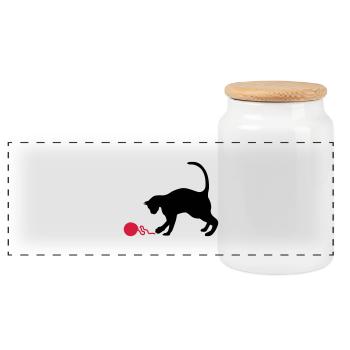 chats - Boîte à biscuits avec couvercle en bois - blanc - Devant