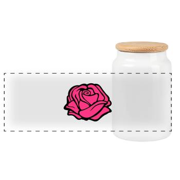 rose design - Panorama Keksdose mit Holzdeckel - Weiß - Vorne