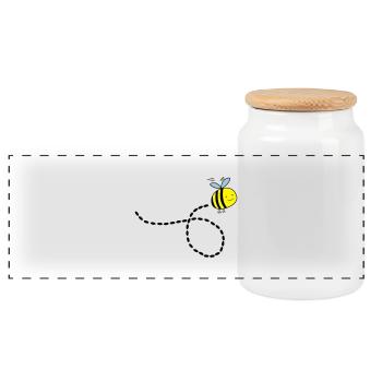 flying_bee_02 - Panorama Keksdose mit Holzdeckel - Weiß - Vorne
