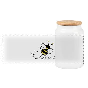 Bee kind - Panoramic Cookie Jar with Wooden Lid - white - Front