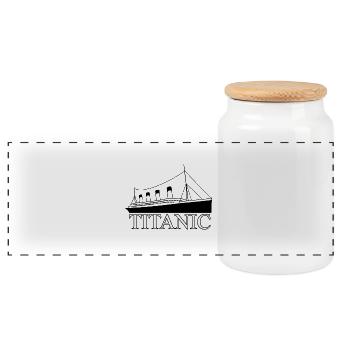 Titanisch - Panorama Keksdose mit Holzdeckel - Weiß - Vorne