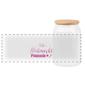 Flohmarkt Prinzessin Trödelmarkt Mädchen Geschenk - Panorama Keksdose mit Holzdeckel - Weiß - Vorne
