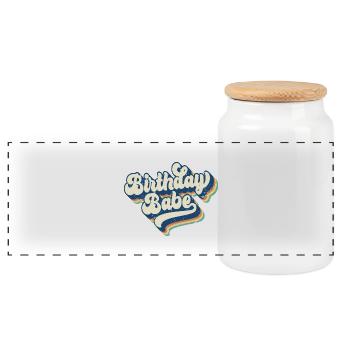 Birthday Babe Matching Group Geburtstagsparty Geschenk - Panorama Keksdose mit Holzdeckel - Weiß - Vorne