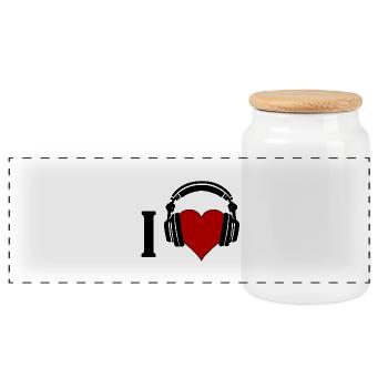 I ♥️ Musique - Boîte à biscuits avec couvercle en bois - blanc - Devant