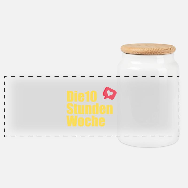 die 10 Stunden Woche Logo - Panorama Keksdose mit Holzdeckel - Weiß