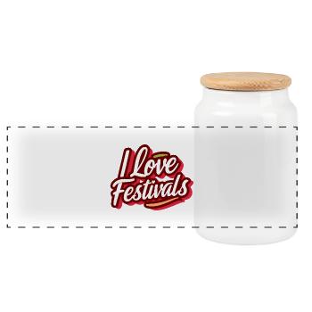 I love festivals - Panoramic Cookie Jar with Wooden Lid - white - Front