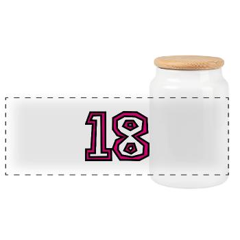 18. 18 YEARS OLD. 18th ANNIVERSARY. 18 BIRTHDAY. - Panoramic Cookie Jar with Wooden Lid - white - Front