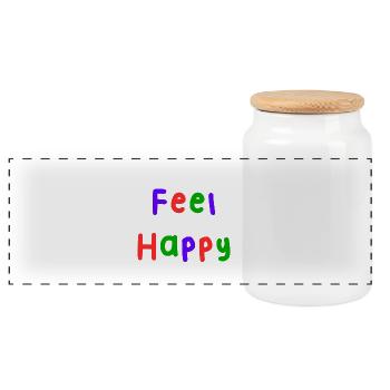 HAPPY. FREE. FREEDOM. WELFARE. ZEN. MEDITATION. - Panoramic Cookie Jar with Wooden Lid - white - Front