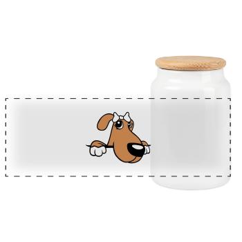 Hund Hinter Mauer Hübsche Dame Schleife Weiblich - Panorama Keksdose mit Holzdeckel - Weiß - Vorne