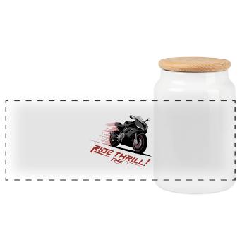 RIDE THE THRILL - Panoramic Cookie Jar with Wooden Lid - white - Front