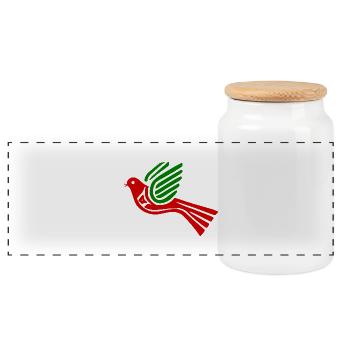 Dove of peace dove - Panoramic Cookie Jar with Wooden Lid - white - Front