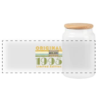 30.Geburtstag Original 1995 Limited Edition Retro - Panorama Keksdose mit Holzdeckel - Weiß - Vorne