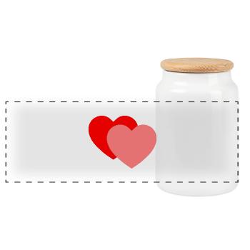 2 Hearts - Panoramic Cookie Jar with Wooden Lid - white - Front
