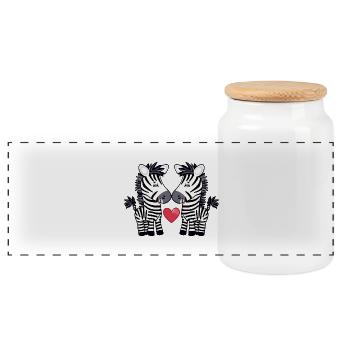 Zebra Paar Valentinstag - Panorama Keksdose mit Holzdeckel - Weiß - Vorne