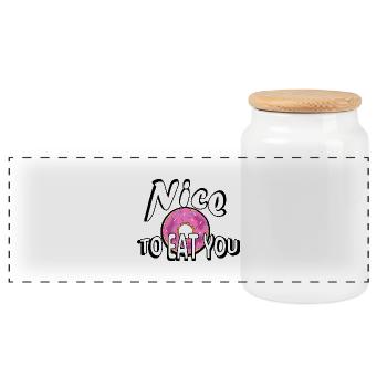 Nice to eat you - Boîte à biscuits avec couvercle en bois - blanc - Devant
