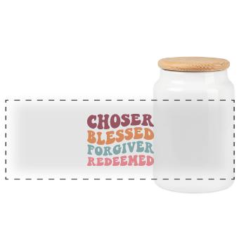 Choisi, Pardonné, Racheté - Boîte à biscuits avec couvercle en bois - blanc - Devant