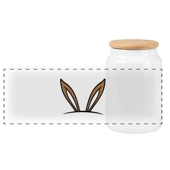 Lapin Oreilles De Lapin Trou Sac Caché Drôle Mignon - Boîte à biscuits avec couvercle en bois - blanc - Devant