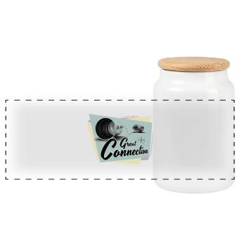 Fifties Great connection phone - Panoramic Cookie Jar with Wooden Lid - white - Front