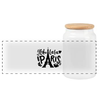 Oh lala Paris - Boîte à biscuits avec couvercle en bois - blanc - Devant