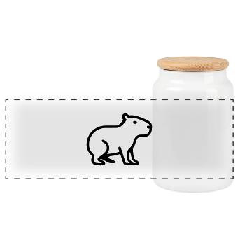 Logo minimaliste Capybara - Boîte à biscuits avec couvercle en bois - blanc - Devant