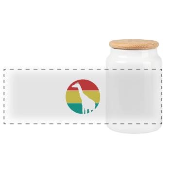 Girafe dans un cercle coloré - Boîte à biscuits avec couvercle en bois - blanc - Devant