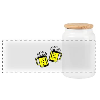 Beer Beer Mug Cheers - Panoramic Cookie Jar with Wooden Lid - white - Front