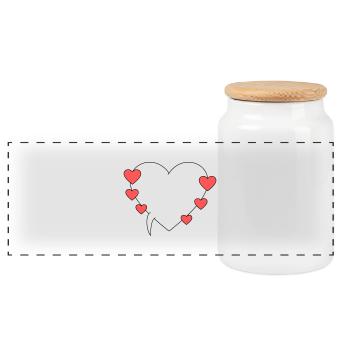 Speech Bubble with Hearts 3 - Panoramic Cookie Jar with Wooden Lid - white - Front