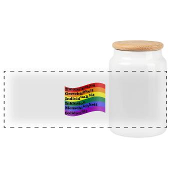 Gay Flag - Panorama Keksdose mit Holzdeckel - Weiß - Vorne