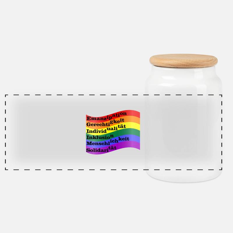 Gay Flag - Panorama Keksdose mit Holzdeckel - Weiß