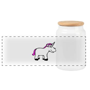 Licorne rose drôle sourire sourire dessin animé bande dessinée - Boîte à biscuits avec couvercle en bois - blanc - Devant