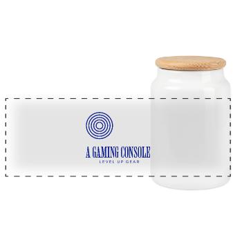 Gaming Console Gear – Level Up Adventure - Panoramic Cookie Jar with Wooden Lid - white - Front