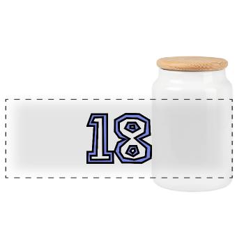 18. 18 YEARS OLD. 18th ANNIVERSARY. 18 BIRTHDAY. - Panoramic Cookie Jar with Wooden Lid - white - Front