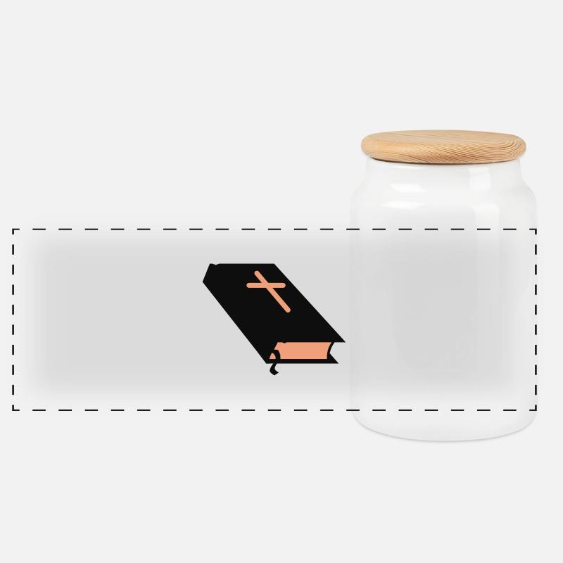 Bible - Panorama Keksdose mit Holzdeckel - Weiß