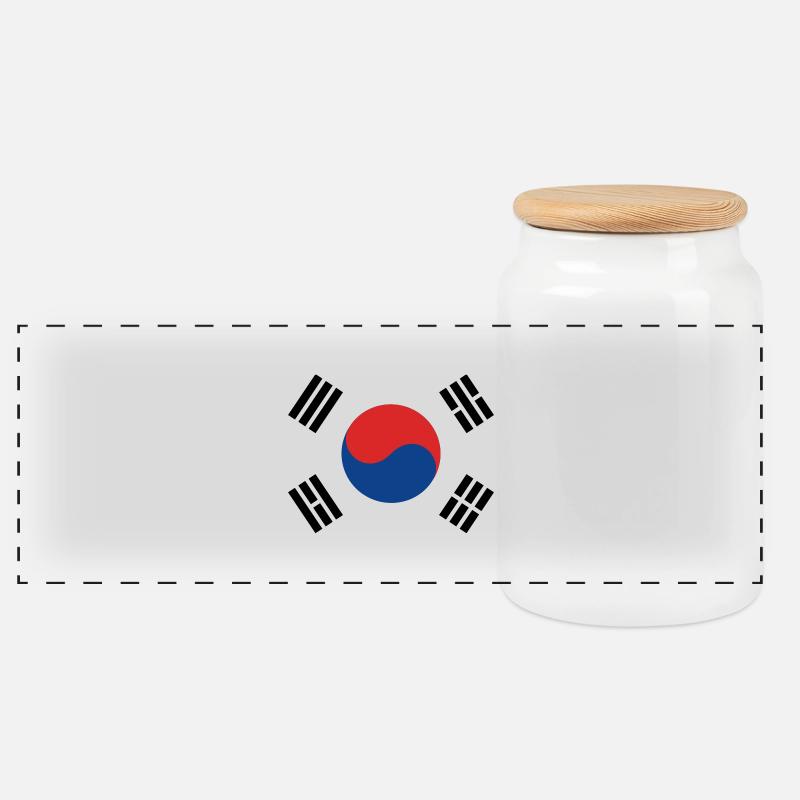 Südkorea - Panorama Keksdose mit Holzdeckel - Weiß