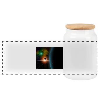 Planete - Boîte à biscuits avec couvercle en bois - blanc - Devant