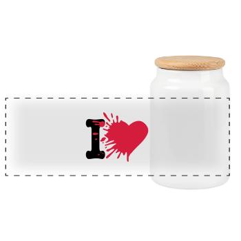 i love - Panorama Keksdose mit Holzdeckel - Weiß - Vorne