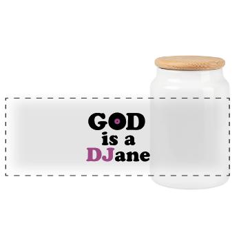 God is a DJane - Panorama Keksdose mit Holzdeckel - Weiß - Vorne