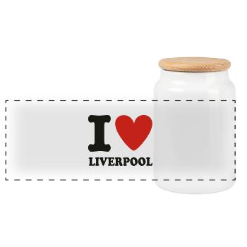 i_luv_ - Panoramic Cookie Jar with Wooden Lid - white - Front